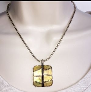 Monet gold necklace with enamel square pendant